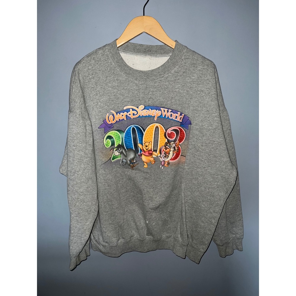 Vintage Walt Disney World 2003 Winnie the Pooh Tigger Gray Crewneck Sweatshirt
